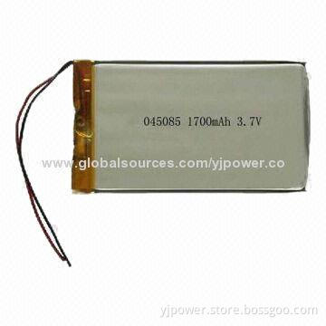 3.7V 1,700mAh Li-polymer Rechargeable Battery, 2.75V Discharge Cut-off Voltage